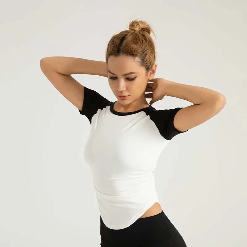 New Women's Compression Fit Quick-Dry Yoga Running Tee Athletic Short Sleeve T-Shirt Sportswear Workout Top Breathable Gym Tops
