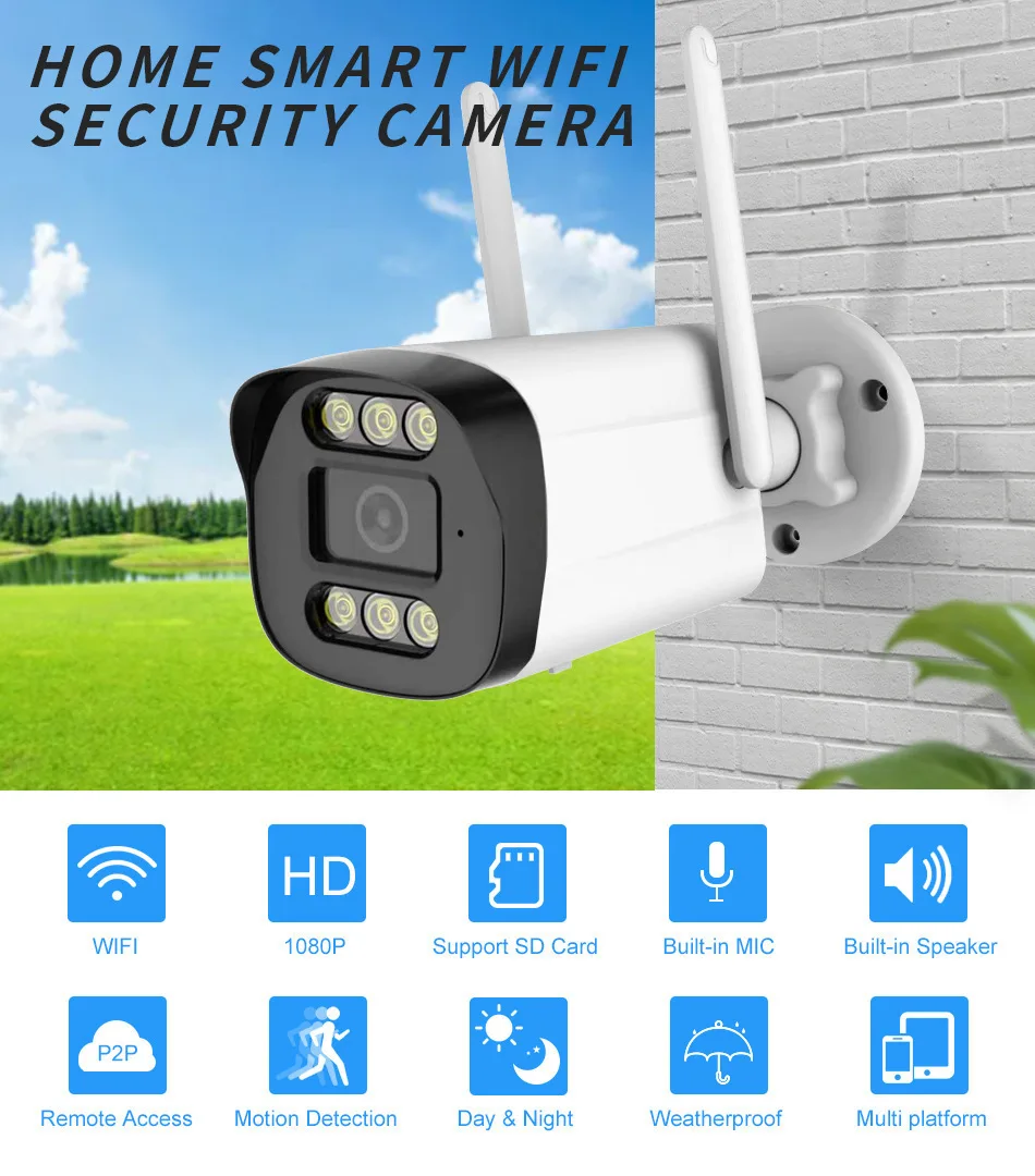 3MP 1296P Eseecloud APP Full Color Wireless WIFI IP Bullet Camera AI Humanoid Detection Home Security CCTV Monitor 2