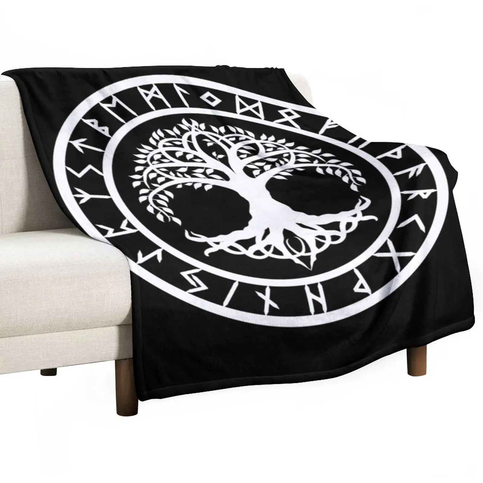 

Yggdrasil /// Rune Circle (Variant II) Throw Blanket Plaid on the sofa Flannels Blanket blankets and throws Weighted Blanket