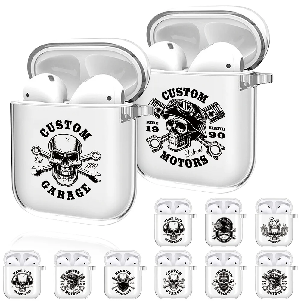 

Earphone Case Wireless Bluetooth Headphone Silicone Cover for Apple AirPods 1st / 2nd Generation Skull Print Protective Cases