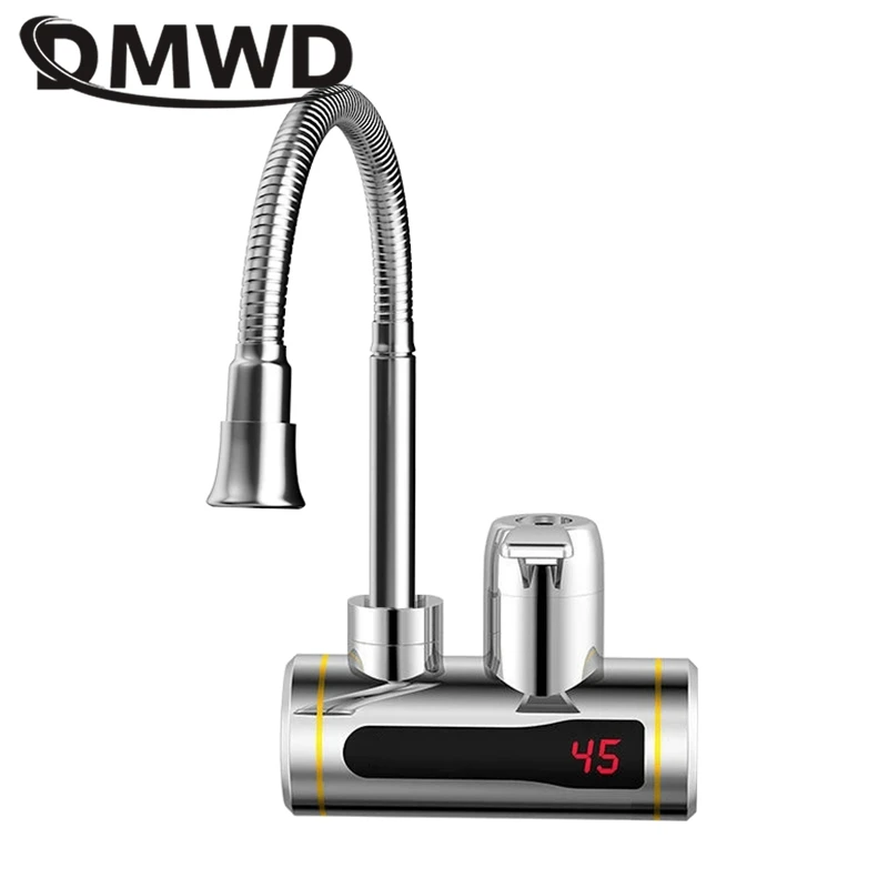 DMWD Tankless Electric Hot Water Heater Universal Hose Faucet Kitchen Instant Heating Tap Water Heater LED Temperature Display