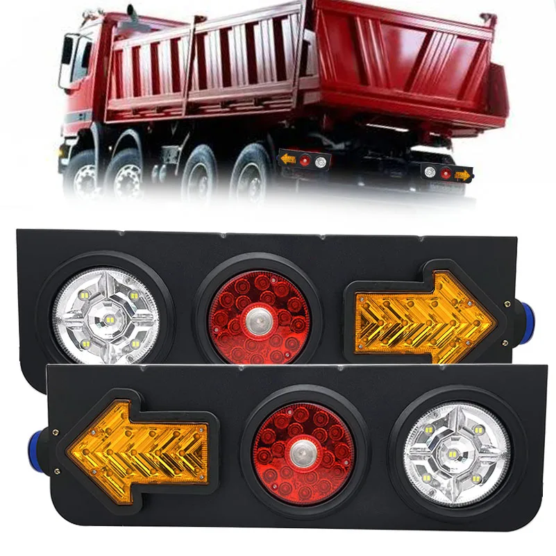 

2Pcs Trailer Tail Light Turn Signal Indicator LED 24V Warning Lamp For Truck Lorry Van Pickup Brake Stop Light Tractor Light .