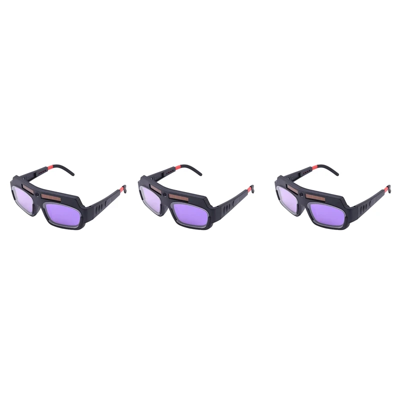 

3Pc Solar Powered Auto Darkening Welding Mask Helmet Goggles Welder Glasses Arc Anti-Shock Lens For Eye Protection