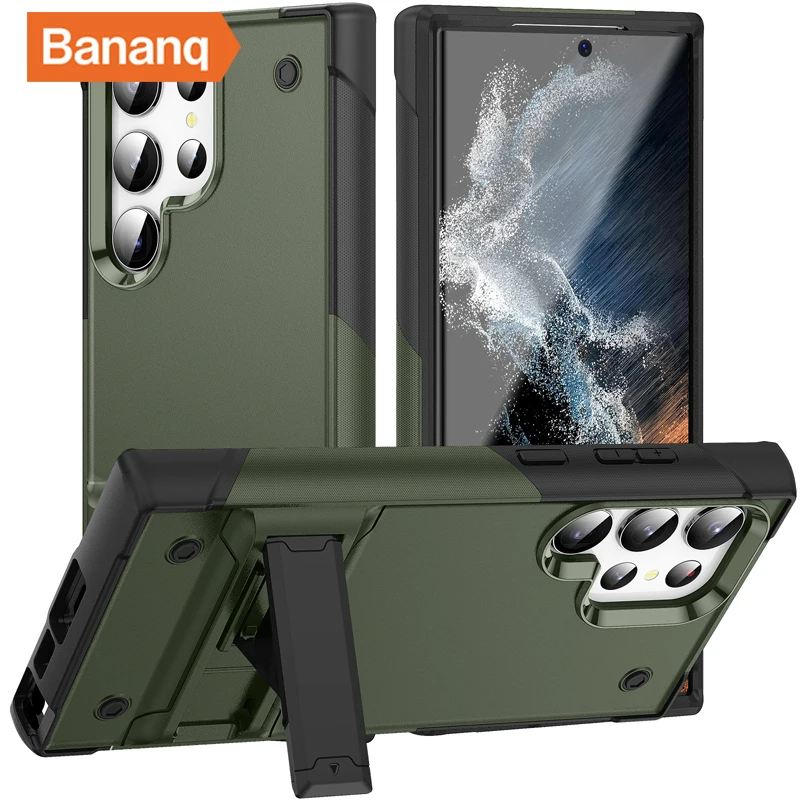 

Bananq Shockproof Armor Case For Samsung S24 S23 Ultra S21 S10 Plus Invisible Stand Cover For Galaxy A14 4G A71 5G A52 A52S A54