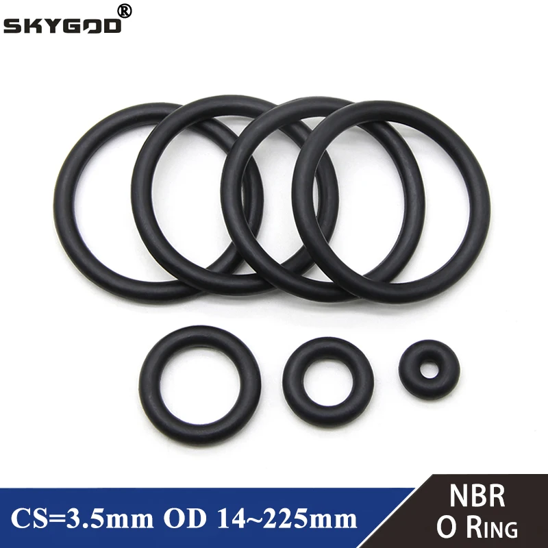

10pcs NBR O Ring Seal Gasket Thickness CS 3.5mm OD 14~225mm Nitrile Butadiene Rubber Spacer Oil Resistance Washer Round Shape
