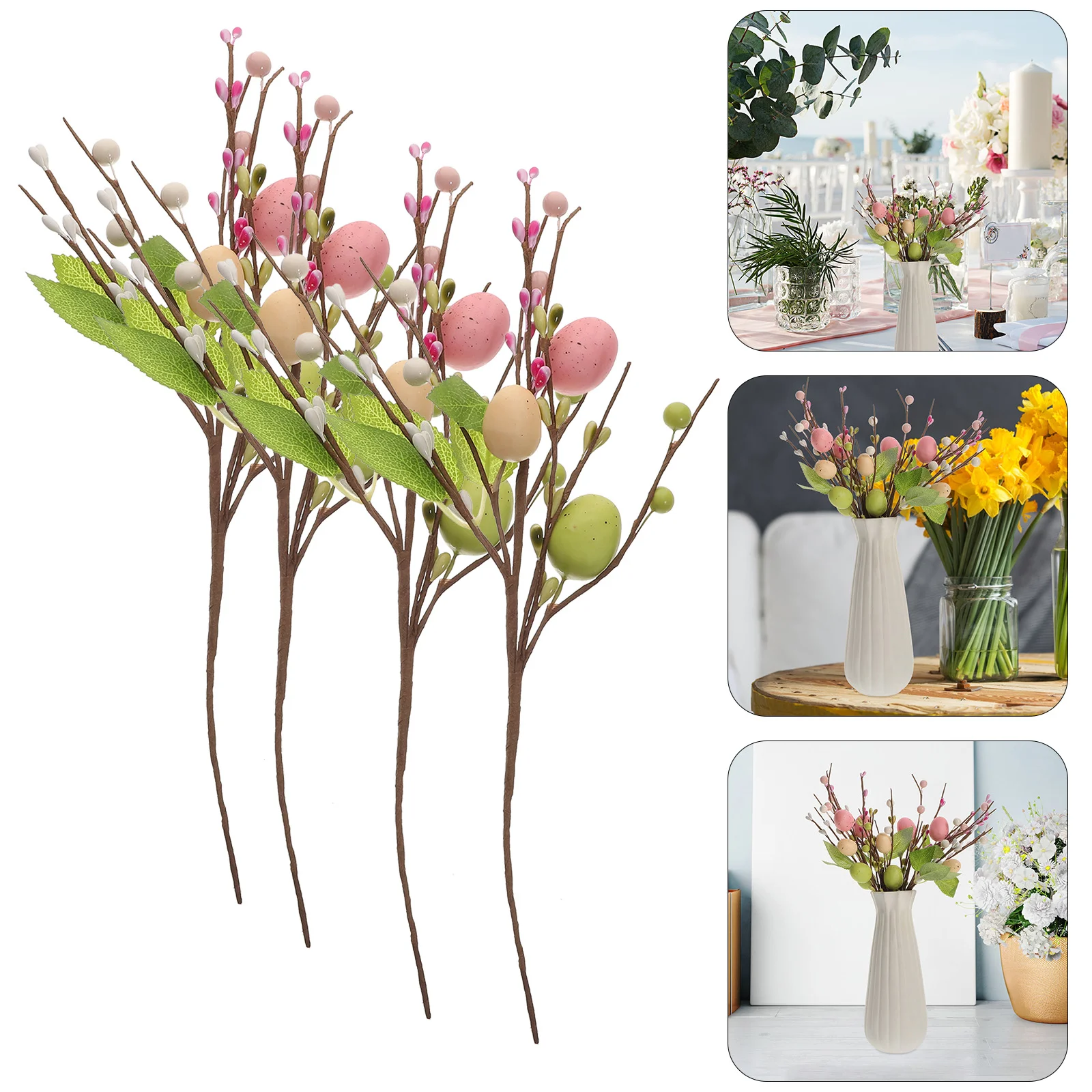 

Easter Egg Twig Branches Vase Arrangement Artificial Egg Branches Easter Egg Simulation Berry Cuttings Indoor Home Decor