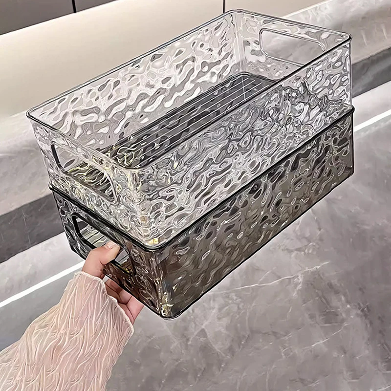 1PCS High Beauty Cosmetics Sorting And Storage Basket With Light Luxury Glacier Pattern Stackable Storage Boxes 4