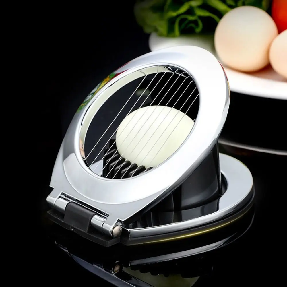 Kitchen Gadget 2 in 1 Egg Cutter Ergonomic Handle Japanese Style Egg Slicer Stainless Steel Rust-proof Strawberry Cutter Grapes