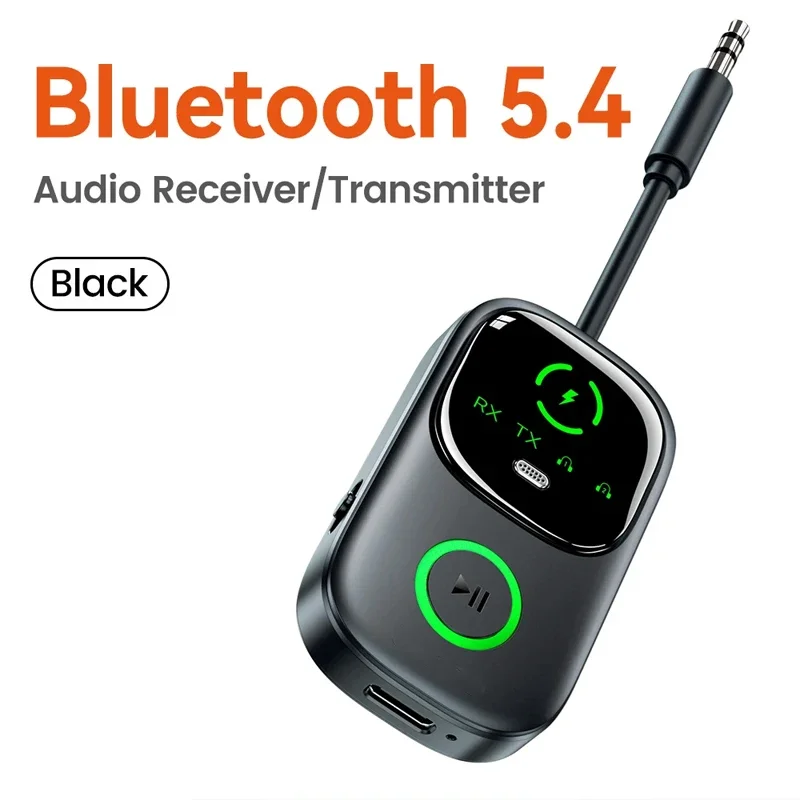 2-In-1 Bluetooth 5.4 Audio Receiver Transmitter Display 3.5mm AUX Wireless Audio Adapter For Car Airplane Speaker TV PC