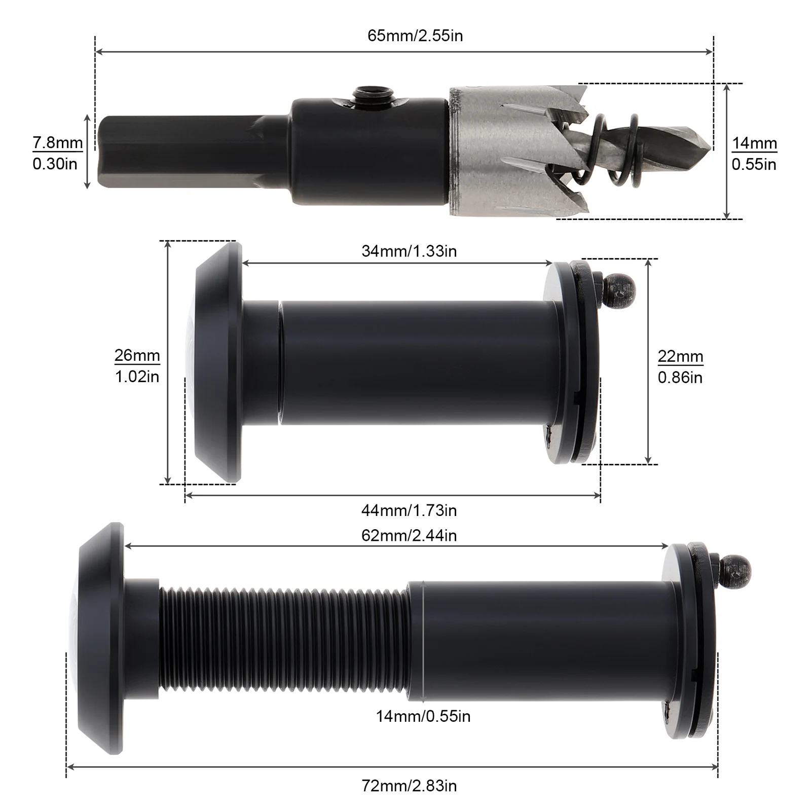 보안 엿보기 구멍 HD 문짝 뷰어, 34-59mm 문짝 두께, 회전 프라이버시 커버 포함, 14mm, 180 도
