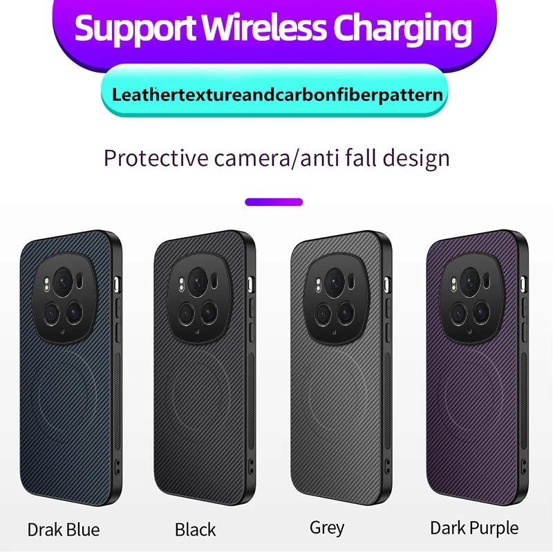 Carbon Fiber Texture Magnetic Bumper Phone Case with Soft Border and Hard PC Back Cover