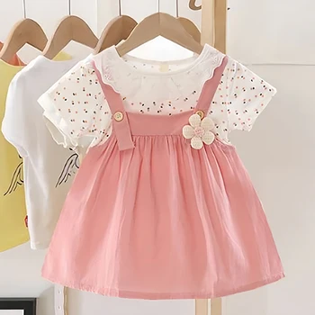 0-4Y Elegant Baby Girl Dress Lace Doll Coller Lovely Party Toddler Costume Flower Princess Outfit Girl Children Clothing A1177 1