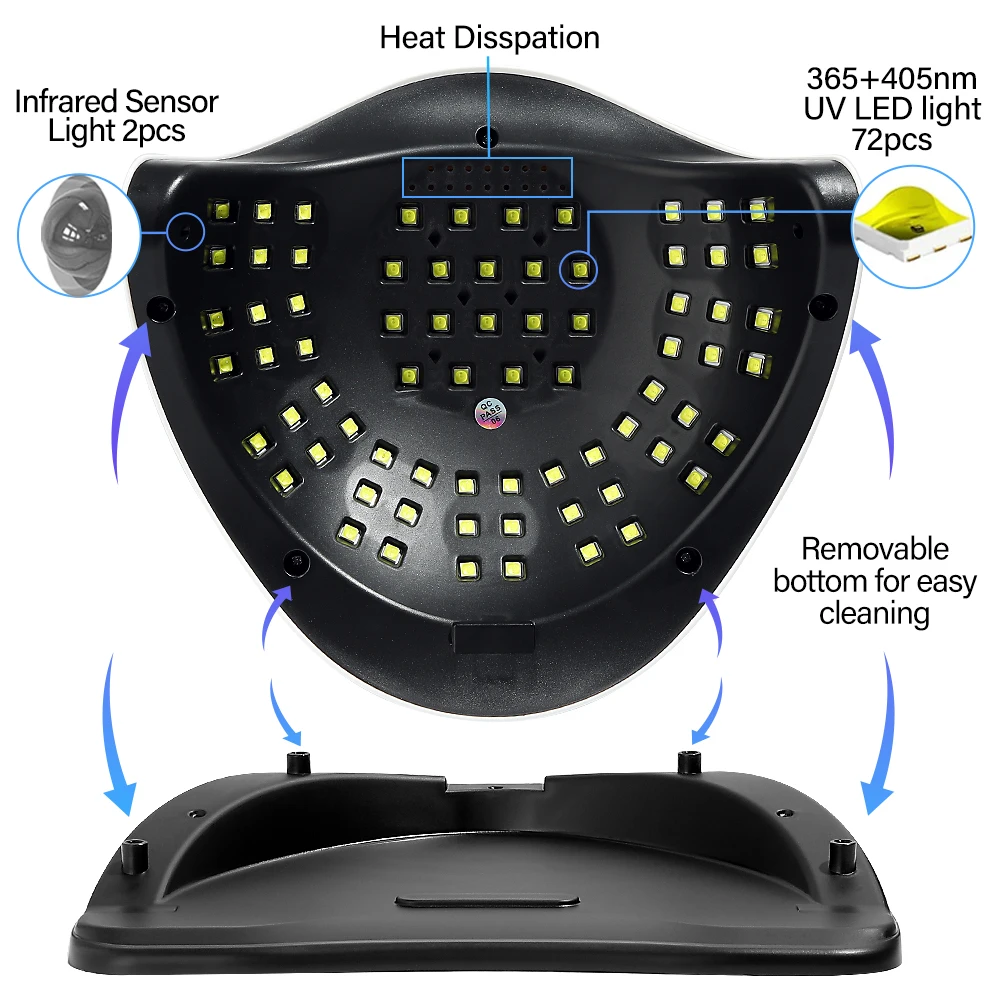 SUN X16 MAX 72LEDs UV LED Nail Lamp for Gel Nail Polish Fast Curing Gel Polish Lamp With Timer Auto Sensor Nail Art Drying Tool 4