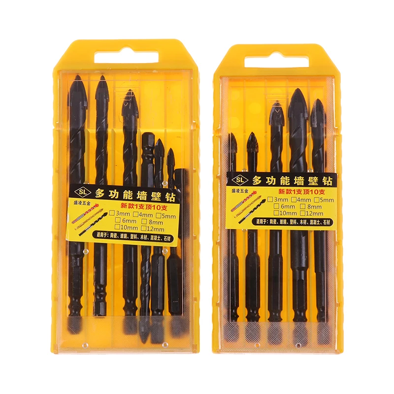 3 12mm Cross Hex Tile Drill Bits Set Cemented Carbide Triangle Drill