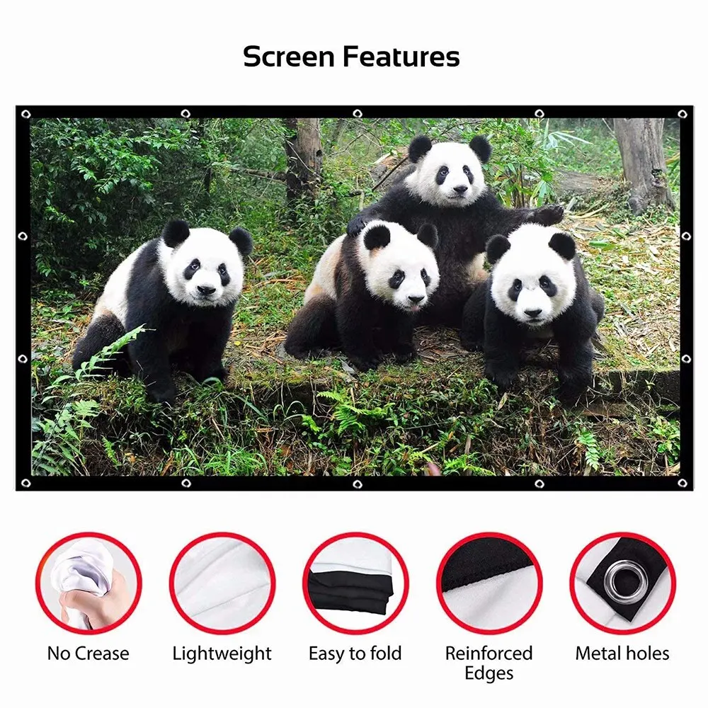 Projector Screen Portable Projection Screen 100 Inch 120 Inch 150 16:9 Outdoor Movie For Travel Home Theater