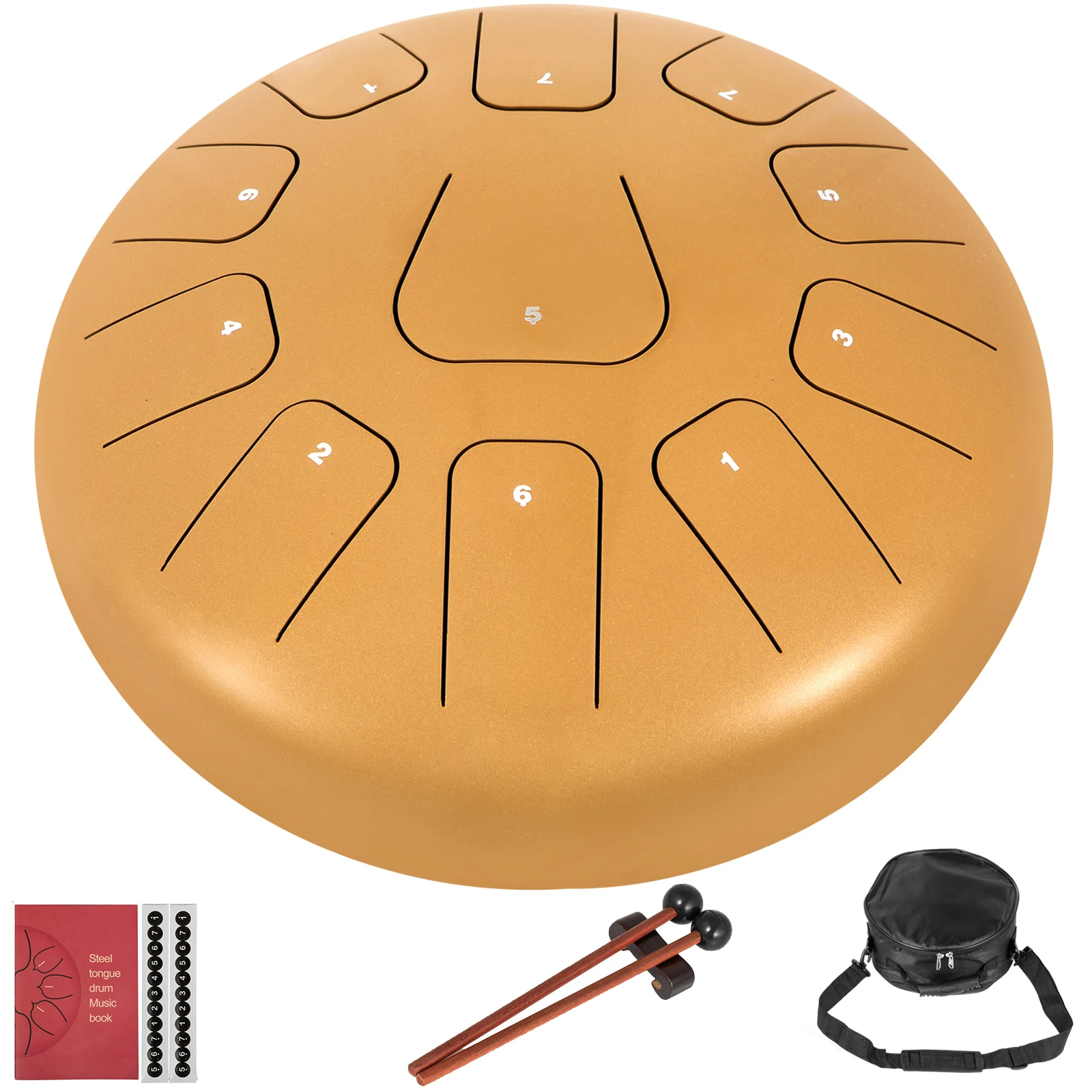 VEVOR Handpan Tambour Langue 25cm Tongue Drum 8 Notes C Majeur en Acier  Noir