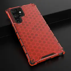 2 - in - 1 Full Protection Shockproof Translucent Phone Case with Hard Armor Cover - S24 (Red)