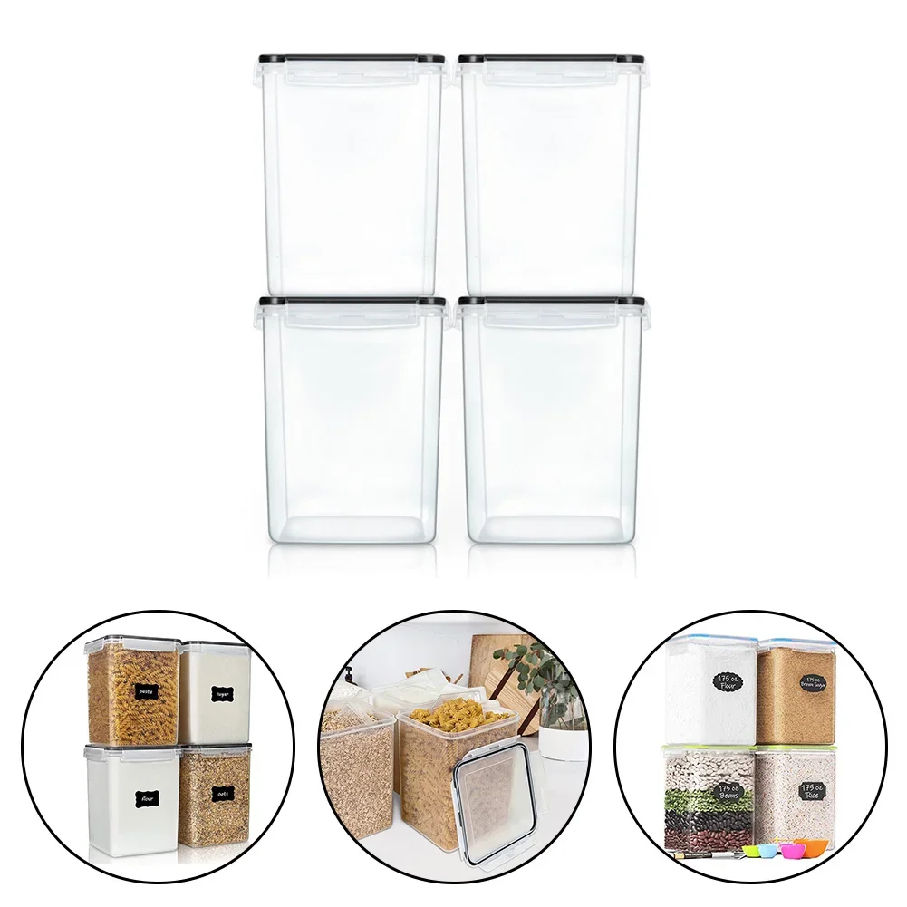 Airtight Food Storage Jars Extra Large Capacity 5 2L Stackable ABS Plastic Lid Perfect For Kitchen Organization