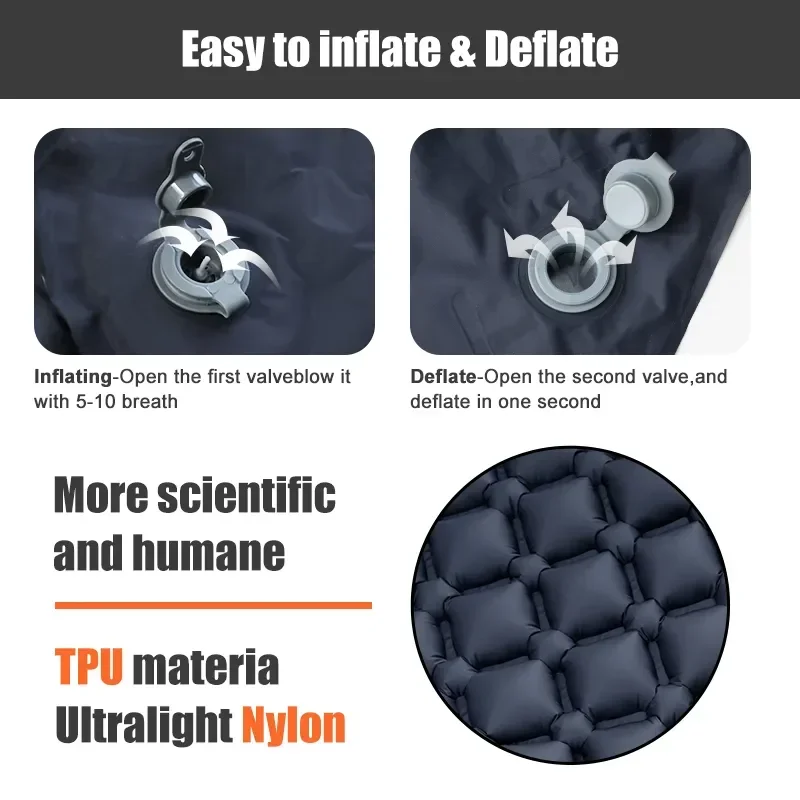 Outdoor Camping Inflatable Seats Folding Sleep Mat Beach Inflat Mattress with Pillows Ultralight Air Mat for Travel Hiking