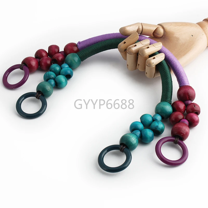1-5-10Pairs 48CM Wood Plastic Bead Rope Bag Strap Handles For Handbag Shoulder Belt Bags Strap Purse DIY Replacement Accessories