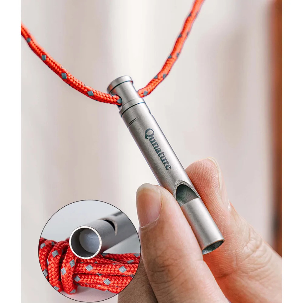 Pure titanium outdoor survival camping rescue whistle hanging rope mountain climbing loud tourism warning equipment_voghion.com