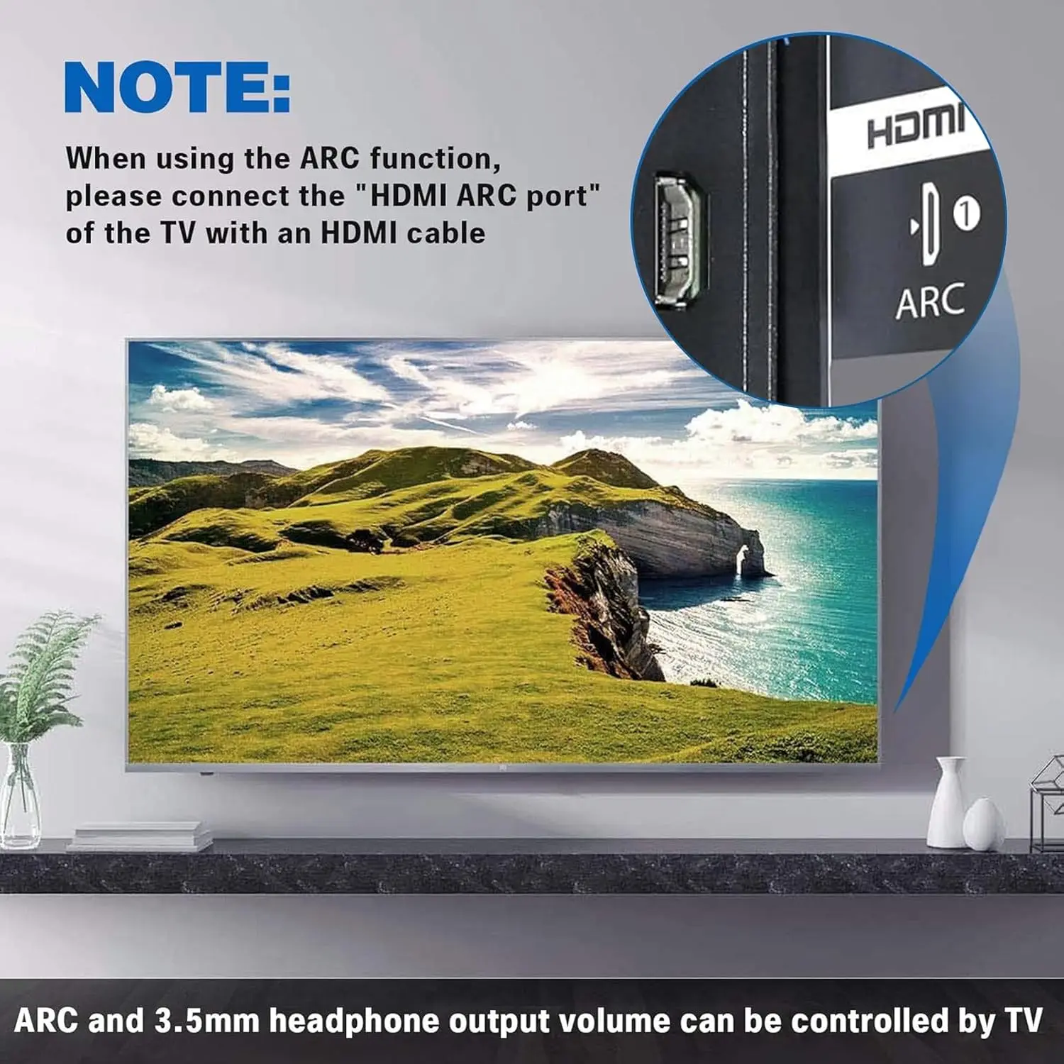 High-Quality HDMI ARC Audio Extractor DAC Converter 192KHz SPDIF/Optical/Coaxial to 3.5mm L/R Stereo for TV Soundbar Amplifier