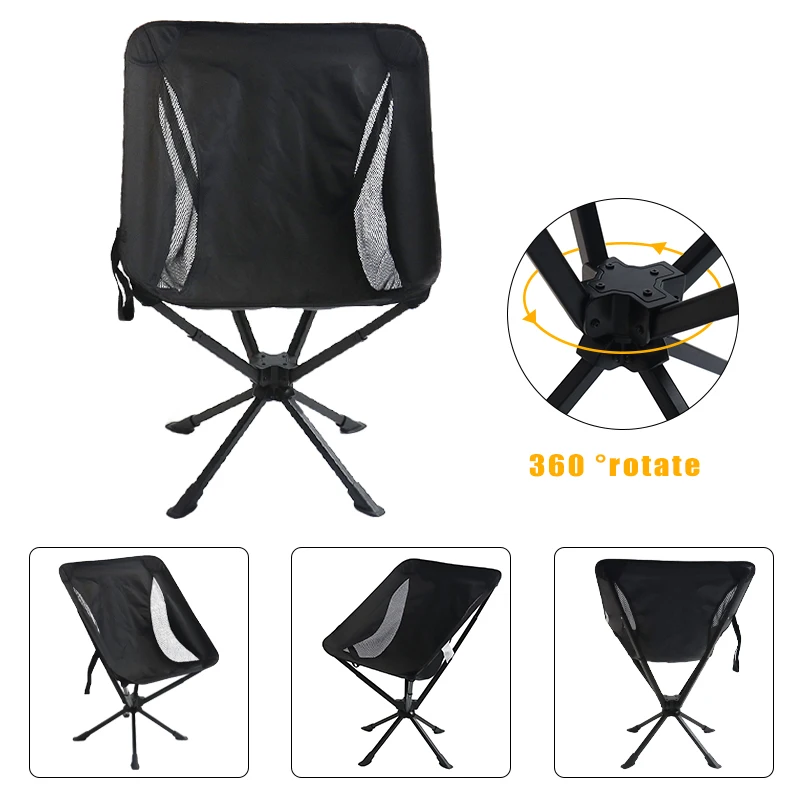 Folding Camping Chair folding chair Backpacking Portable Lightweight Beach Fishing Swivel Chair with Carry Bag for Outdoor Picnic Hiking