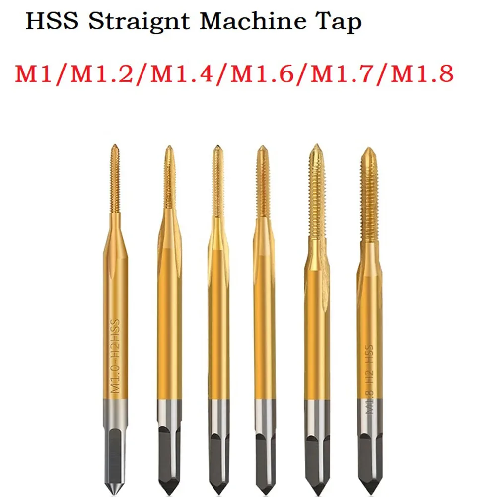 나사 탭 드릴 비트 HSS 티타늄 코팅 나사 탭 드릴 비트, M1 M1.2 M1.4 M1.6 M1.7 미터법 스트레이트 플루트 나사 탭 수공구