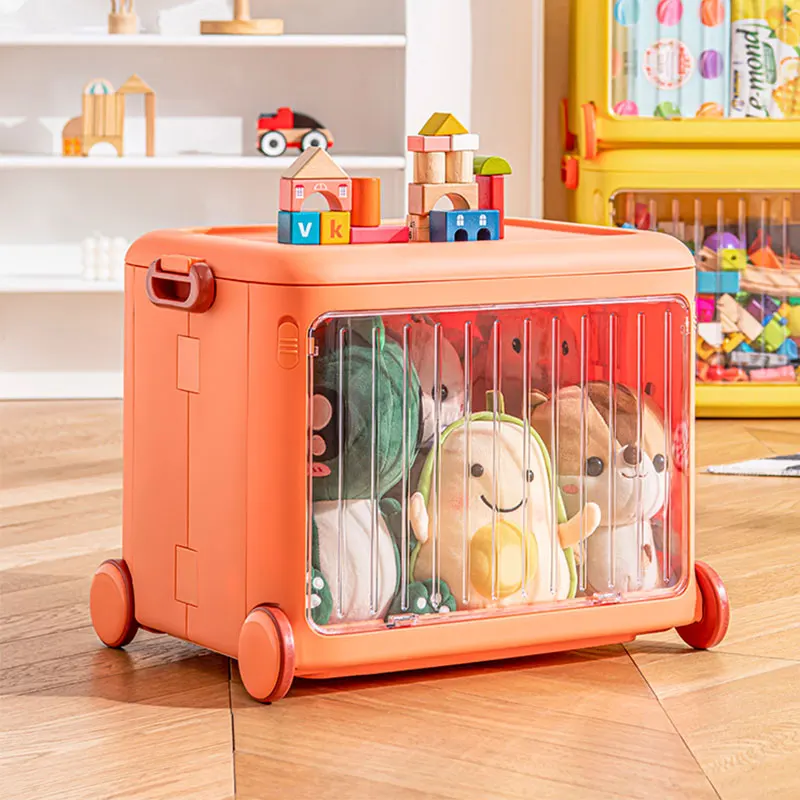 

New Foldable Storage Bin for Children, Home Organizer, Mobile Snack Toy Organizer, Clear Trolley Case, 2024