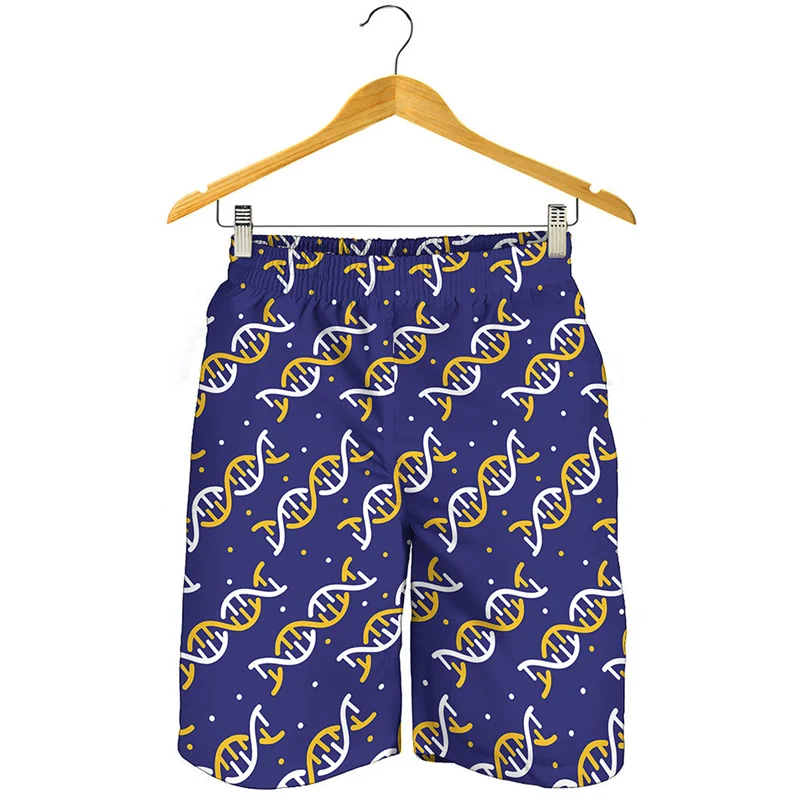 

Creative Biology DNA Helix Pattern Beach Shorts For Men 3d Printed Swimming Trunks Kids Summer Vacation Loose Surf Board Shorts