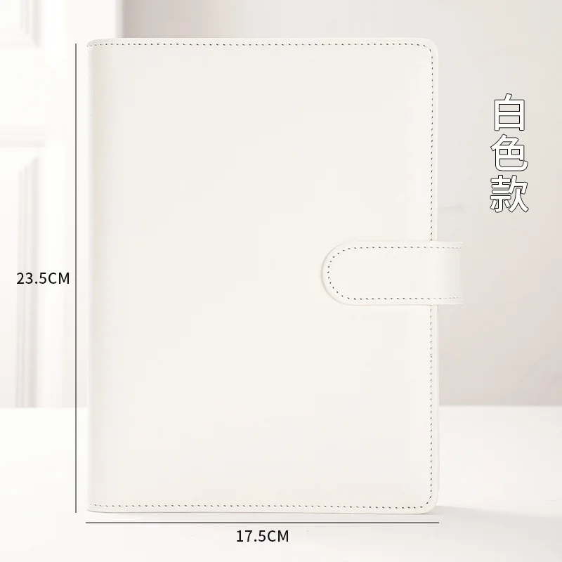 Compact PU Leather Binder Wallet with Magnetic Closure, Refillable 6-Ring Planner Cover