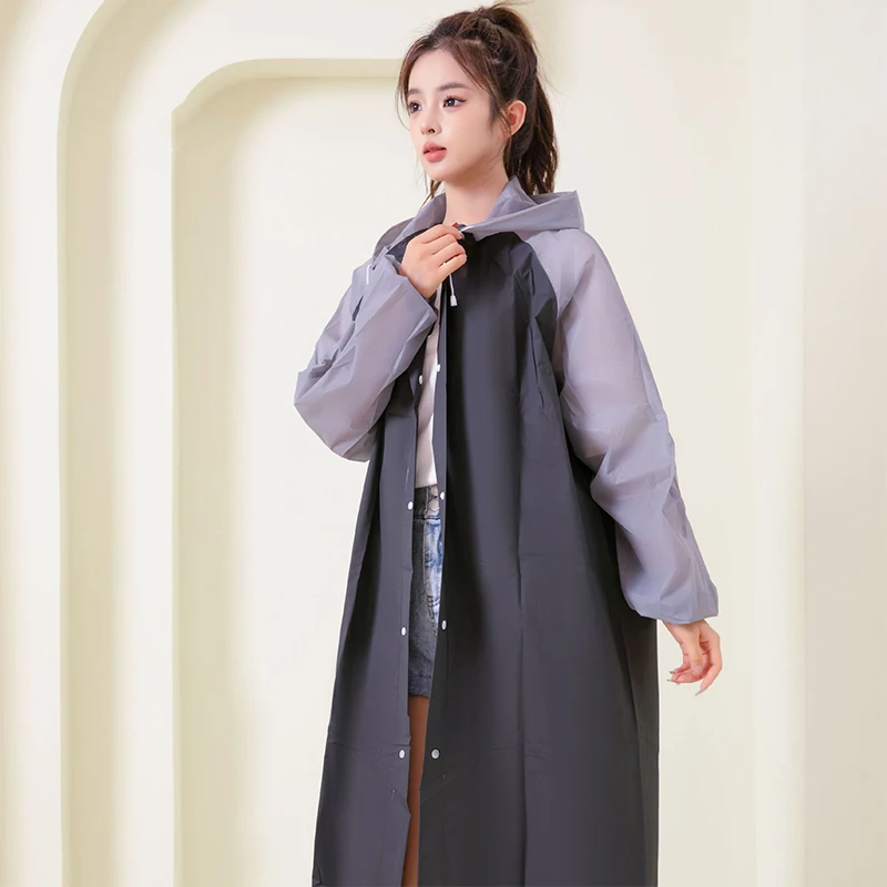 Adult Long Raincoats EVA Waterproof Rain Coat For Men Women Travel Hooded Rain Poncho For Fishing Camping Children's Raincoat