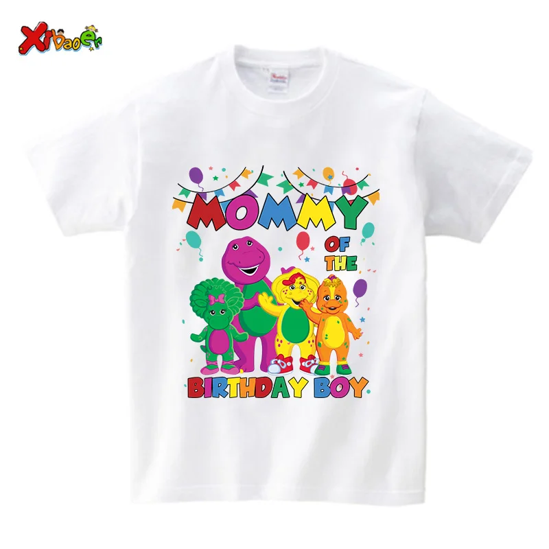 Birthday Boy Shirt for Kids Family Matching Outfits Barney Shirts 2nd Party Custom Name Girl Outfit Toddler Baby Familia Shirts 5