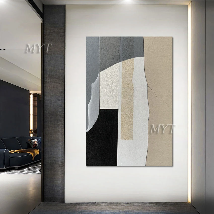 

Unframed Wall Canvas Abstract Oil Painting Textured Gray Acrylic Modern Paintings Art Picture For Modern Wall Decoration