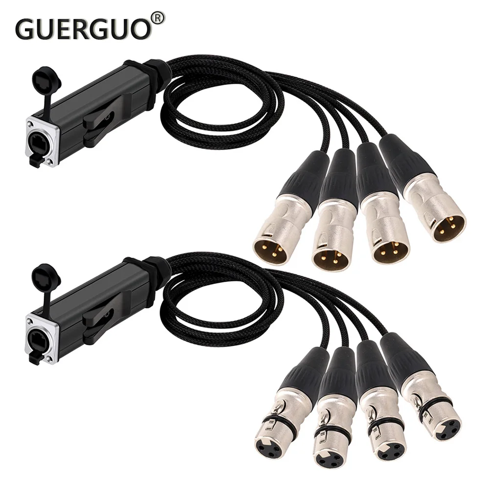 

0.5M-5M Pair of Audio Snake 4 Channel 3Pin XLR to RJ45 CAT5 Multi Network Breakout for Stage Sound Lighting and Recording Studio