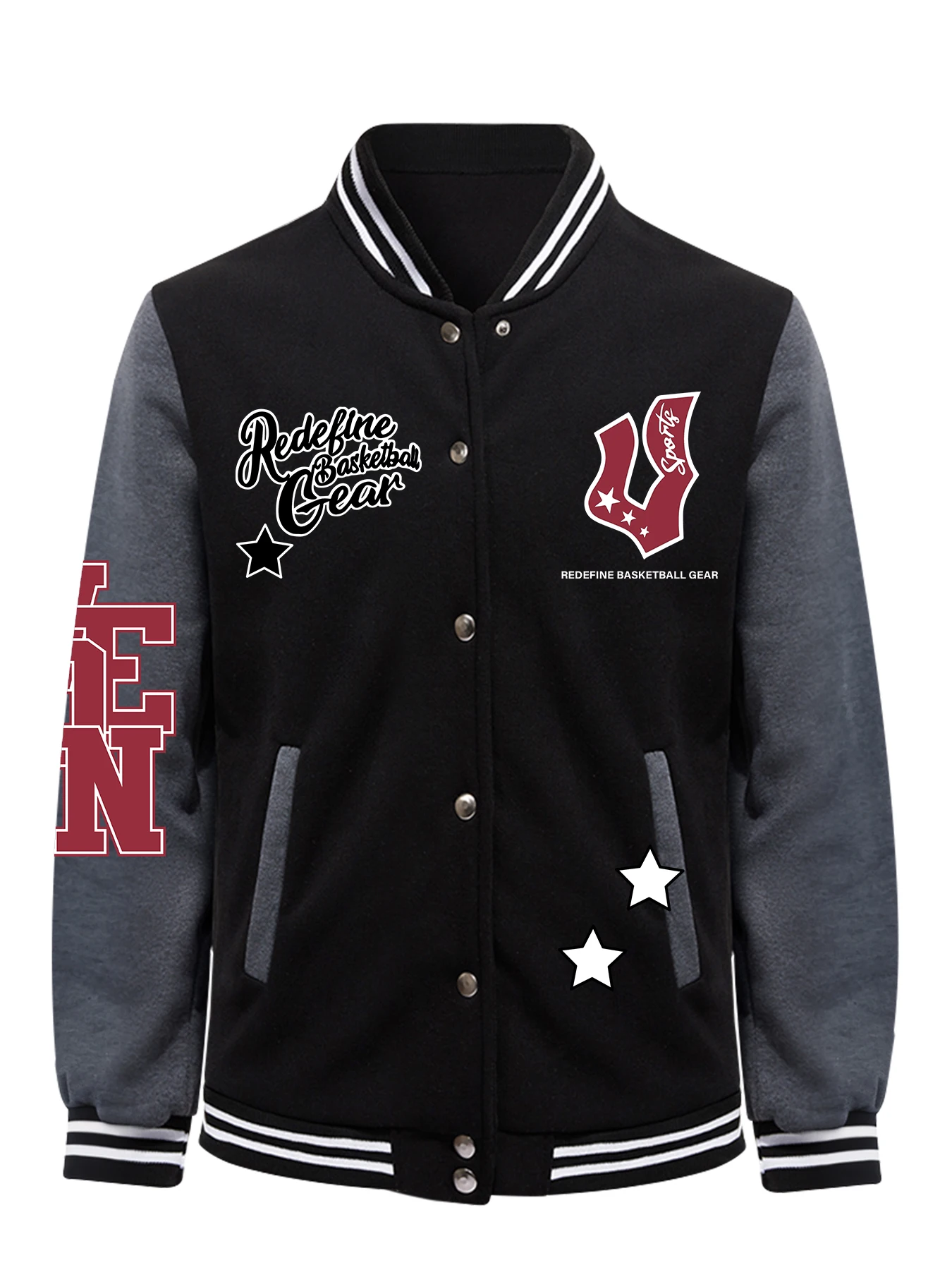 Redeline Basketball Gear Redefing Print Male Baseball Jersey Hip Hop Fleece Streetwear Autumn Casual Streetwear Men Jackets