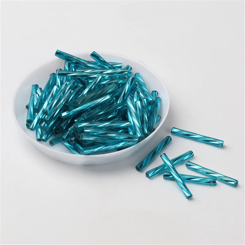 100 개/몫 2mm * 20mm 체코 트위스트 나팔 0/12 Leptospira 유리 튜브 씨앗 비즈 보석 만들기, 여성 의류 봉제 액세서리