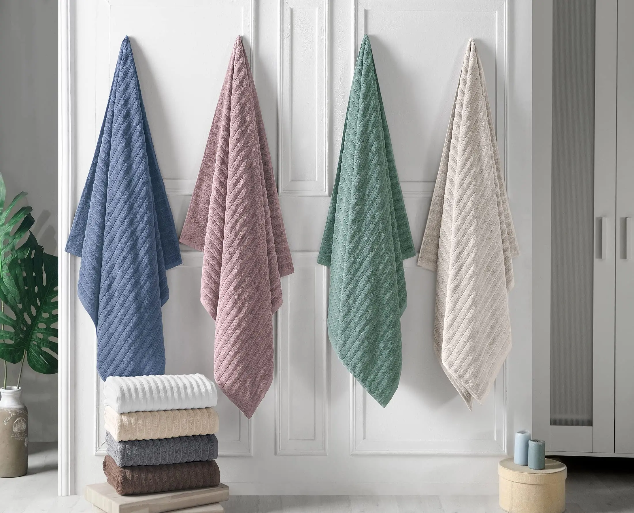 Classic Turkish Towel, Extra Large, Premium Cotton Bath,Thick and  Absorbent,Quick-Dry,Ribbed, Luxury Bathroom Towels, 27x55 Inch - AliExpress