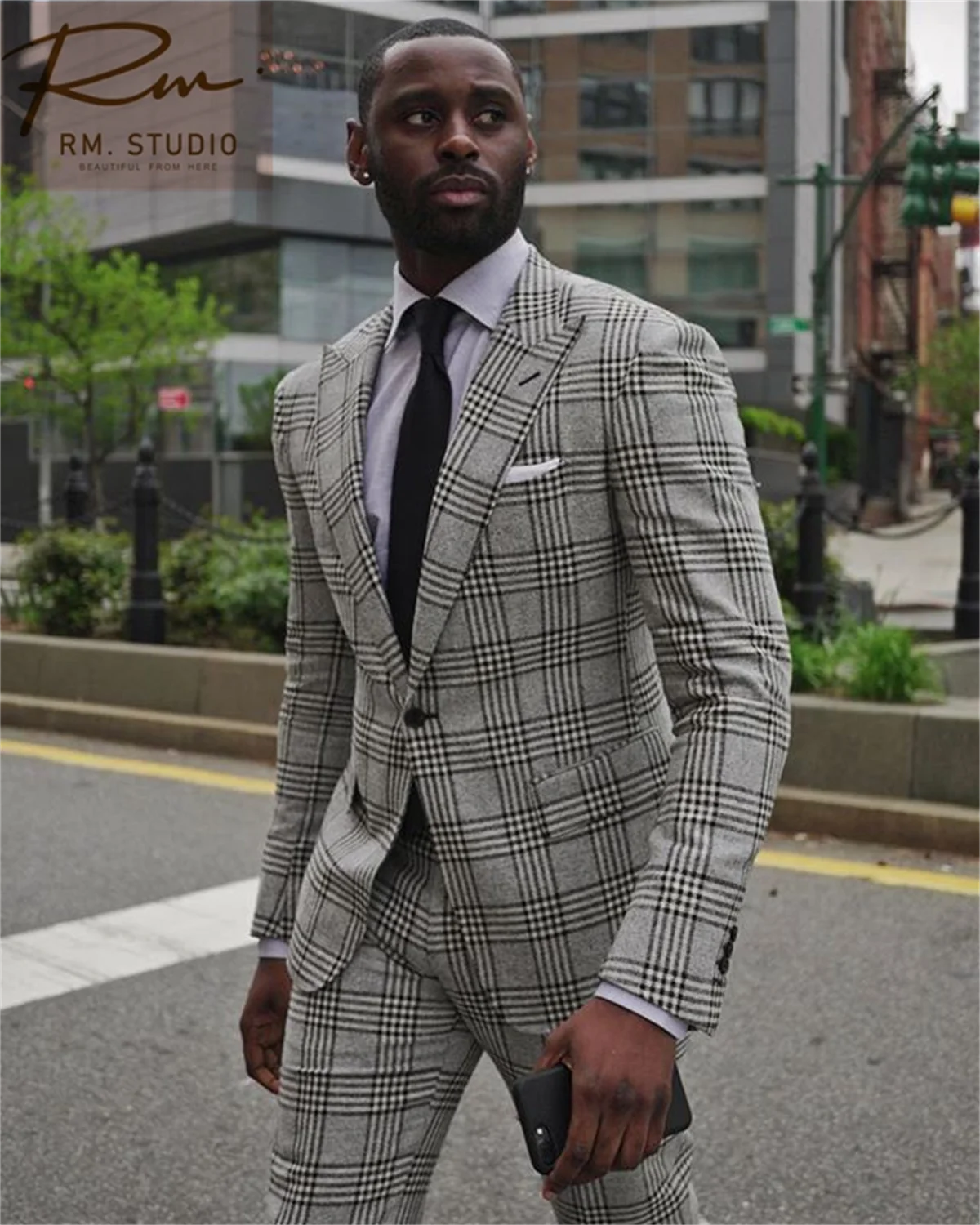 Classic African style Grey Wedding Suits For Men Slim Fit Peak Lapel Groom Tuxedos Prom 2 Pcs Business Male Blazer Costume Homme