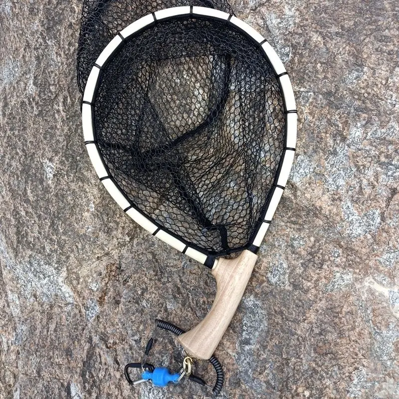 Fly Fishing Landing Nets Wooden Handle Nylon Landing Handle Trout