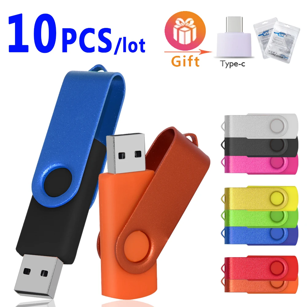 

10pcs/lot Rotable USB Flash Drive 2.0 Pen Drives 64GB 32GB 16GB 8GB 4GB Pendrive Usb Memory Stick Free Logo for Photography Gift