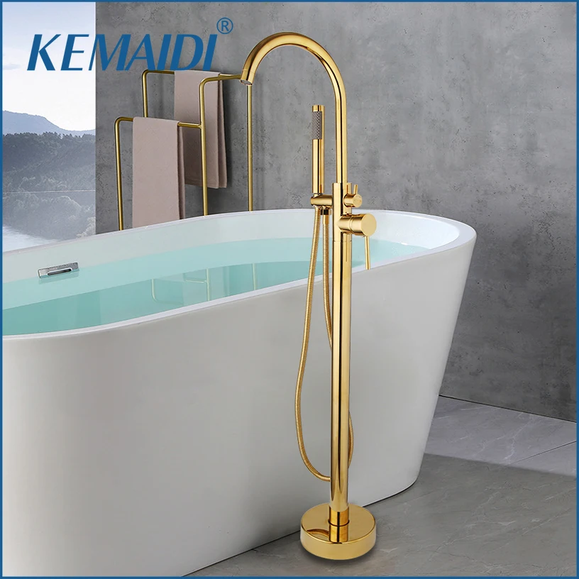 Bathtub Shower Faucets Gold Bath Tub Standing Mixer Tap Floor Standing Faucet Bath Bathtub