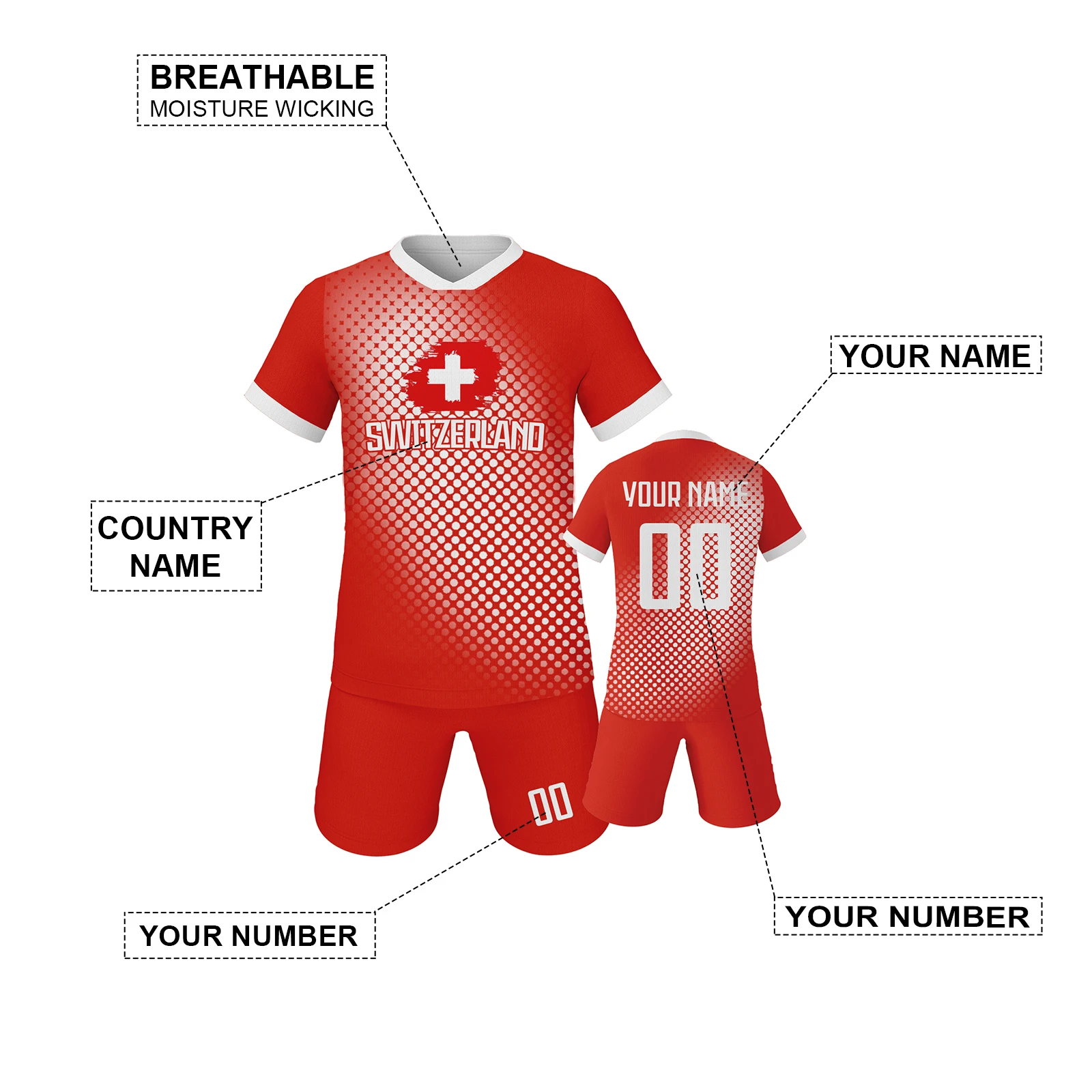 custom switzerland football jersey kit for kids personalized name number youth breathable soccer uniform boys girls fans gift Custom Switzerland Football Jersey Kit for Kids Personalized Name Number Youth Breathable Soccer Uniform Boys Girls Fans Gift 3