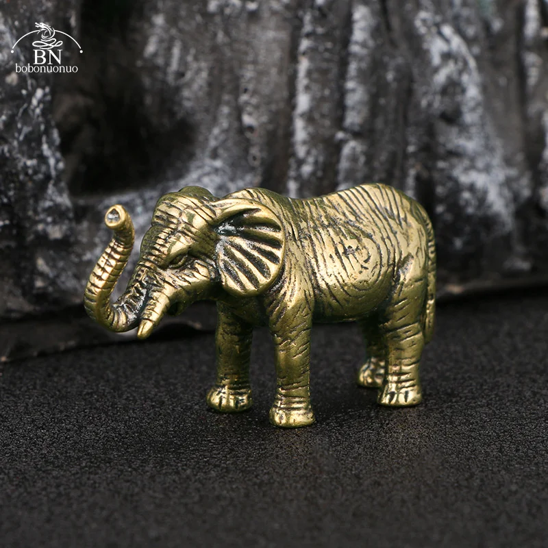 真鍮固体タイ象像机のおもちゃの装飾品銅動物ミニチュア置物家の装飾