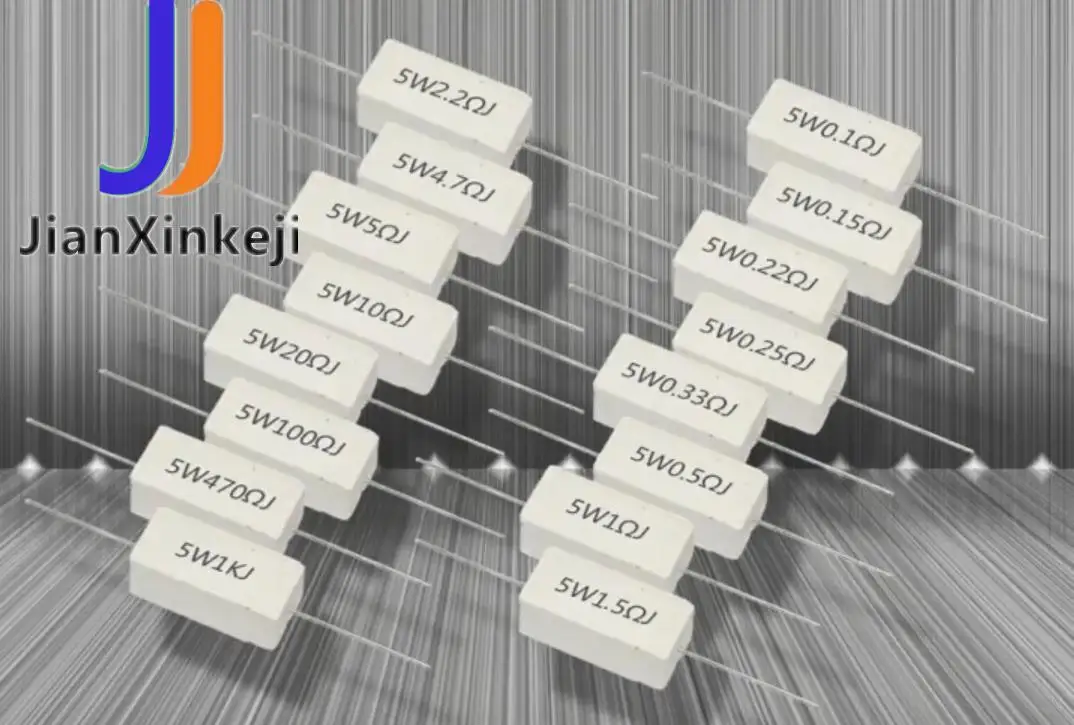 11Pcs Originale Nuovo 5W Resistenza Di Cemento Ceramico R5J 0.1R 0.5 1 2 3 4.7 10 20 50 Euro 100 Ohm 6.8K
