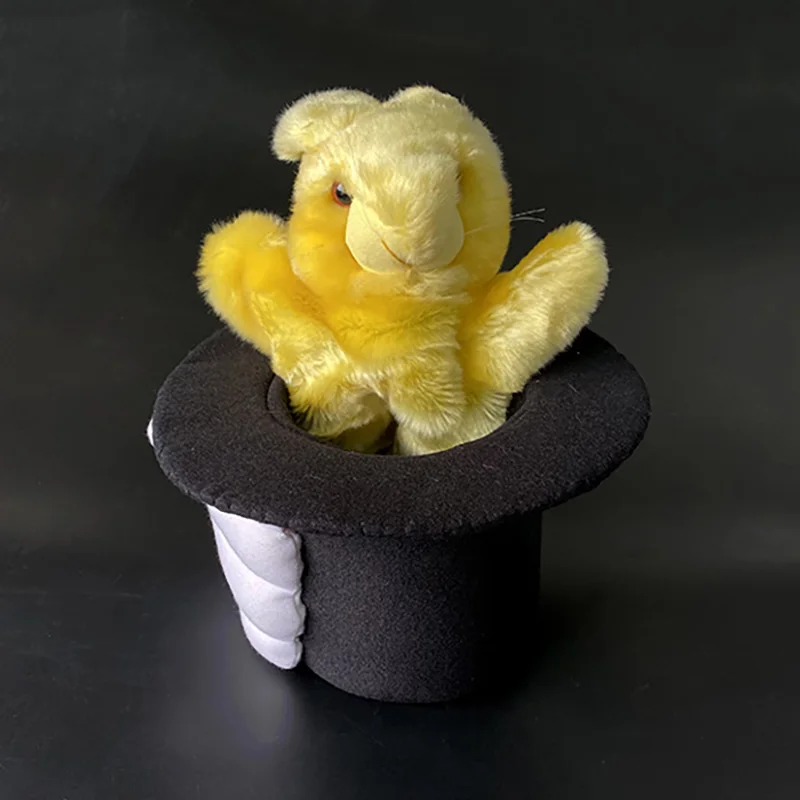 rabbit-in-hat-puppet-brown-yellow-magic-tricks-stage-illusions-gimmick-mentalism-comedy-prop-cute-little-bunny-appearing-magia