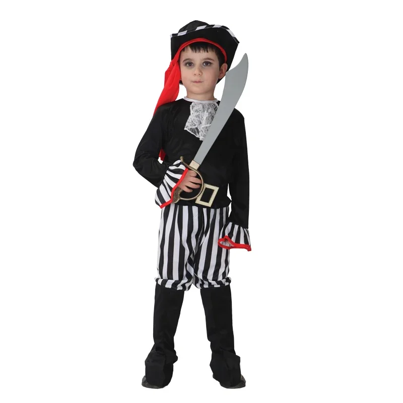 Kids Pirate Captain Headwear Cosplay Costumes Party Boys Girls Jumpsuits Christmas Fancy Clothes Children No Weapon