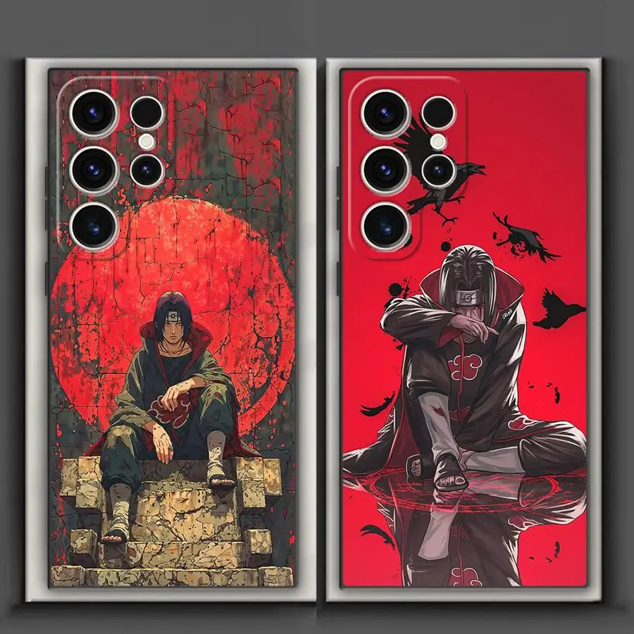 Black Soft Phone Cover with Cartoon Uchiha Itachi Design