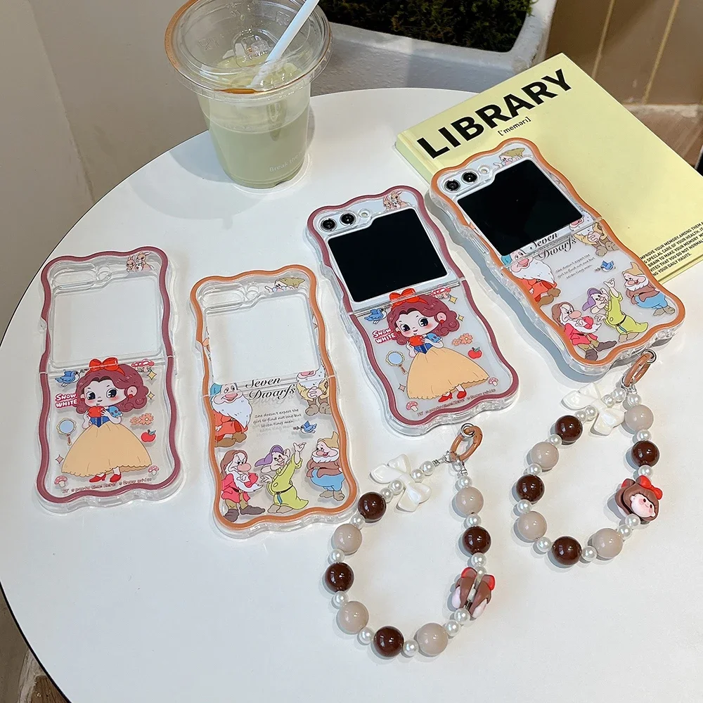

Disney Snow White With bracelet Phone Case for Samsung Galaxy Flip Z Flip 3 4 Z Flip 5 5G Hard PC Anti-drop Back Cover Funda