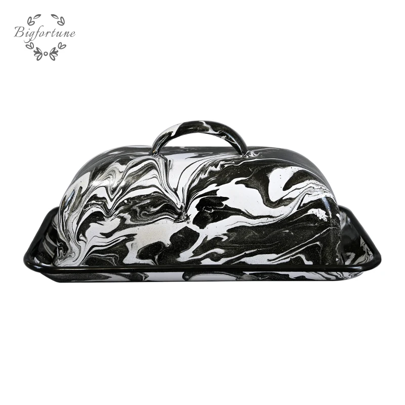 Retro Darmhouse Style Dishes Metal Butter Dish With Cover Applicable To Workbench Non-Damable Container